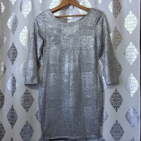 Charlotte Russe metallic Silver Body Con Open Back dress - Picture 1 of 7